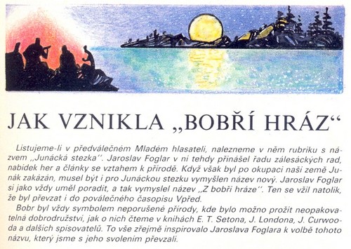 Ukázka z časopisu Hlasatel vysvětlující historii rubriky Z Bobří hráze 