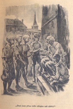 Ukázka ilustrace – kostelník vypráví Rychlým šípům o Janu Tleskačovi